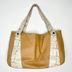 Elegant Tan and Cream Shoulder Bag